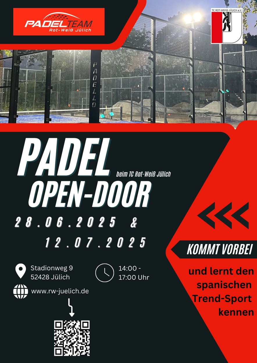 Padel open doors am 28.06. & 12.07.